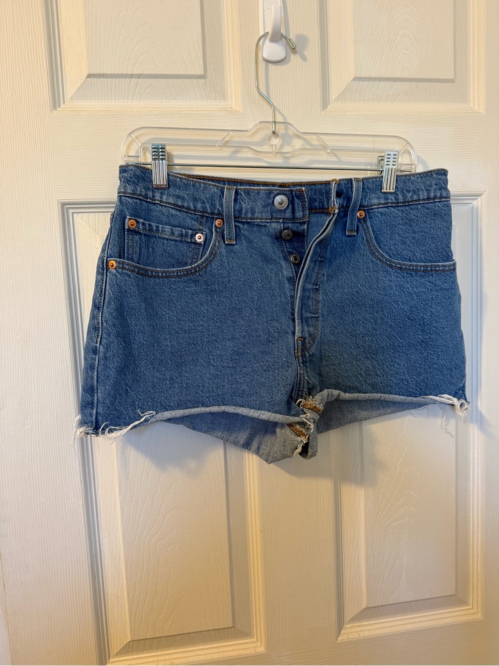 Levi's Mid-Blue Button-Fly Denim Cutoff Shorts